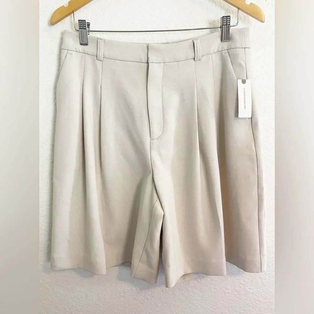 Anthropologie Maeve The Avery Pleated Trouser in cream Shorts -NWT. 8 - Picture 6 of 9